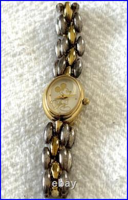 Vintage Disney Mickey Mouse Stainless & Gold Colored Watch