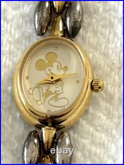Vintage Disney Mickey Mouse Stainless & Gold Colored Watch