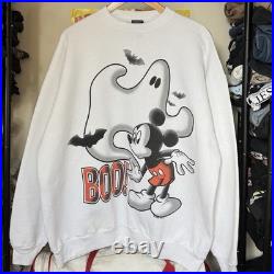 Vintage Disney Mickey Mouse Sweatshirt XL Men's Ghost Halloween 90s Jerry Leigh