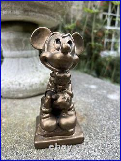 Vintage Disney Mickey Mouse'The Thinker' Bronze Coloured Figurine Rare
