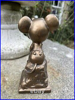 Vintage Disney Mickey Mouse'The Thinker' Bronze Coloured Figurine Rare