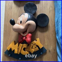 Vintage Disney Mickey Mouse Wooden Coat Rack Hooks