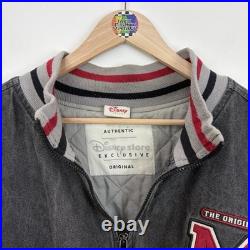 Vintage Disney Mickey Mouse embroidered graphic denim varsity jacket Size XXL