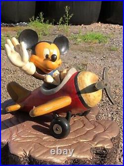 Vintage Disney Mickey Mouse in Plane Statue ornament Big Fig