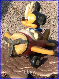 Vintage Disney Mickey Mouse in Plane Statue ornament Big Fig
