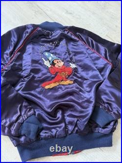 Vintage Disney Sorcerer Fantasia Mickey Mouse Bomber Jacket Silk 1980's Medium Vintage Disney Sorcerer Fantasia Mickey Mouse Bomber Jacket Silk 1980's Medium