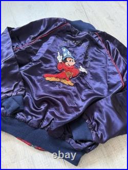 Vintage Disney Sorcerer Fantasia Mickey Mouse Bomber Jacket Silk 1980's Medium Vintage Disney Sorcerer Fantasia Mickey Mouse Bomber Jacket Silk 1980's Medium