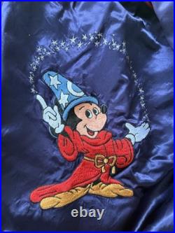Vintage Disney Sorcerer Fantasia Mickey Mouse Bomber Jacket Silk 1980's Medium Vintage Disney Sorcerer Fantasia Mickey Mouse Bomber Jacket Silk 1980's Medium