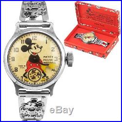 Vintage Ingersoll'Walt Disney Mickey Mouse' Stainless Steel Wrist Watch 1934