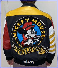 Vintage Jeff Hamilton Mickey Mouse Wild One colorful Bomber Jacket M/L Rare