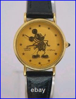 Vintage Lorus Disney Mickey Mouse Gold-Tone Quartz Watch 24mm