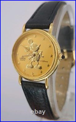 Vintage Lorus Disney Mickey Mouse Gold-Tone Quartz Watch 24mm