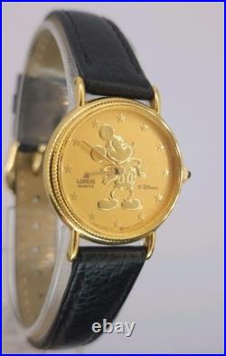 Vintage Lorus Disney Mickey Mouse Gold-Tone Quartz Watch 24mm