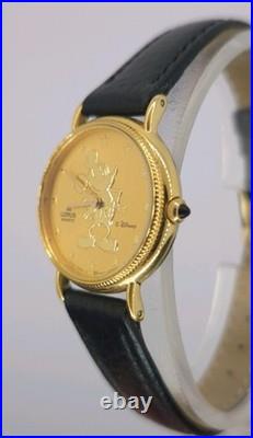 Vintage Lorus Disney Mickey Mouse Gold-Tone Quartz Watch 24mm