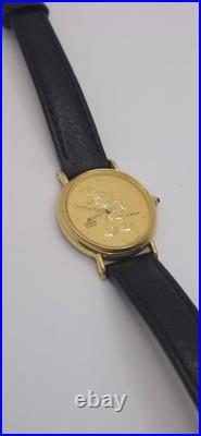 Vintage Lorus Disney Mickey Mouse Gold-Tone Quartz Watch 24mm