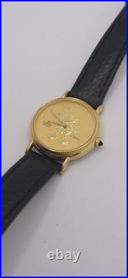 Vintage Lorus Disney Mickey Mouse Gold-Tone Quartz Watch 24mm