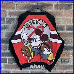 Vintage Mickey Mouse Athletics Varsity Jacket Mens Large Red Blk Disney Football