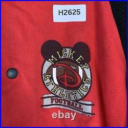 Vintage Mickey Mouse Athletics Varsity Jacket Mens Large Red Blk Disney Football