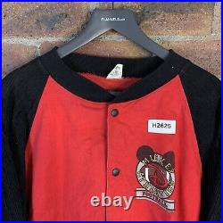 Vintage Mickey Mouse Athletics Varsity Jacket Mens Large Red Blk Disney Football