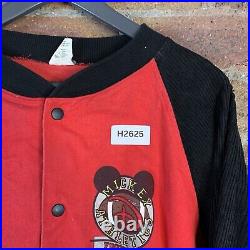 Vintage Mickey Mouse Athletics Varsity Jacket Mens Large Red Blk Disney Football