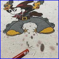Vintage Mickey Mouse Cowboy Guns Mens T-Shirt Walt Disney Rare 1980s Size XL