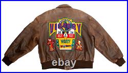 Vintage Mickey Mouse Leather Flying Jacket Disney Victory Wings 90s Size XL Vintage Mickey Mouse Leather Flying Jacket Disney Victory Wings 90s Size XL