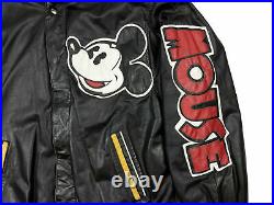 Vintage Mickey Mouse Leather Jacket 90s Disney Bootleg Flawed R8