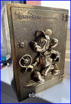 Vintage RARE Walt Disney Productions Heavy Brass'Mickey Mouse' Safe Money Box