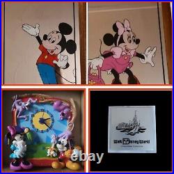 Vintage & Rare Disney Mickey Mouse Minnie Bundle 2xmirrors 1xclock 1xpaperweight