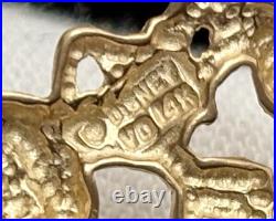 Vintage Solid 14K Yellow Gold Mickey Mouse Diamond Cut Pendant Disney Van Dell