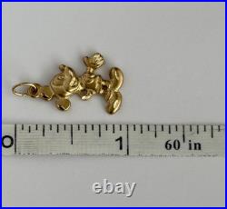 Vintage Solid 14K Yellow Gold Mickey Mouse Diamond Cut Pendant Disney Van Dell