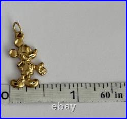 Vintage Solid 14K Yellow Gold Mickey Mouse Diamond Cut Pendant Disney Van Dell
