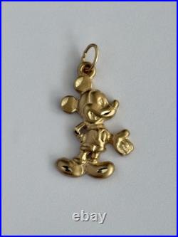 Vintage Solid 14K Yellow Gold Mickey Mouse Diamond Cut Pendant Disney Van Dell