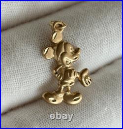Vintage Solid 14K Yellow Gold Mickey Mouse Diamond Cut Pendant Disney Van Dell