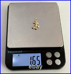 Vintage Solid 14K Yellow Gold Mickey Mouse Diamond Cut Pendant Disney Van Dell