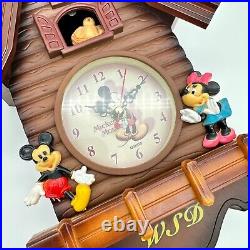 Vintage WSD Disney Mickey & Minnie Mouse Quartz Cuckoo Clock with Sound, Working