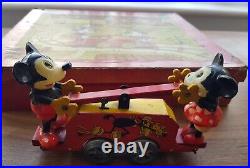 Vintage Wells O London Brimtoy Mickey Mouse Handcar tin & celluloid Disney. RARE