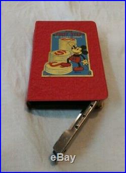 Vintage antique 1930s Disney Mickey mouse book bank with key
