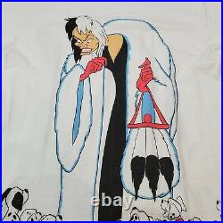 Vtg Cruella de Vil Shirt 101 Dalmatians Size L/XL All Over Disney Villains 80s