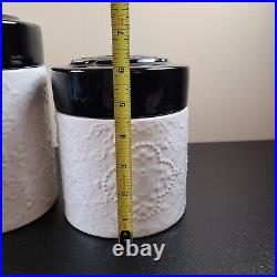 Vtg Disney Parks Mickey Mouse 3 Pc Canister Set Embossed Black & White with Towel
