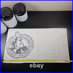 Vtg Disney Parks Mickey Mouse 3 Pc Canister Set Embossed Black & White with Towel