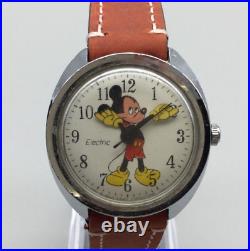 Vtg Timex Electric Disney Mickey Mouse Watch Men Silver Tone 35mm New Battery