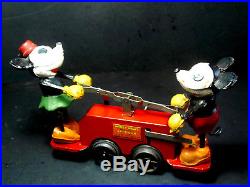 WALT DISNEY LIONEL MICKEY&MINNIE MOUSE HAND CAR, WIND-UP TOY WithKey, VG