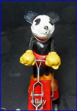 WALT DISNEY LIONEL MICKEY&MINNIE MOUSE HAND CAR, WIND-UP TOY WithKey, VG