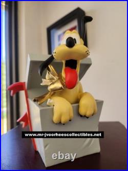 Walt Disney Mickey Mouse Pluto Sitting in Christmas Present Figurine Statue