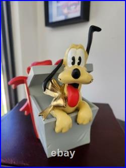 Walt Disney Mickey Mouse Pluto Sitting in Christmas Present Figurine Statue