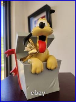 Walt Disney Mickey Mouse Pluto Sitting in Christmas Present Figurine Statue