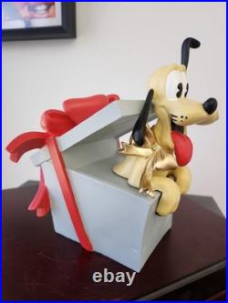 Walt Disney Mickey Mouse Pluto Sitting in Christmas Present Figurine Statue