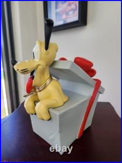 Walt Disney Mickey Mouse Pluto Sitting in Christmas Present Figurine Statue