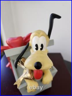 Walt Disney Mickey Mouse Pluto Sitting in Christmas Present Figurine Statue